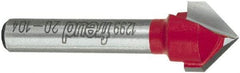 Freud - 1/2" Cut Diam, 7/16" Length of Cut, 0 Flute V-Groove Edge Profile Router Bit - Carbide-Tipped, 1/4" Shank Diam, 1-3/4" OAL, Proprietary Coating - A1 Tooling