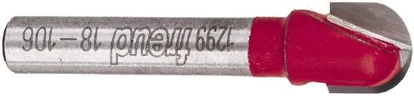 Freud - 3/8" Cut Diam, 3/8" Length of Cut, 0 Flute Round Nose Edge Profile Router Bit - Carbide-Tipped, 1/4" Shank Diam, 1-13/16" OAL, Proprietary Coating - A1 Tooling