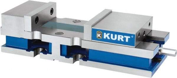 Kurt - 8" Jaw Width, 10-1/4" Jaw Opening Capacity, Horizontal Stationary Machine Vise - Manual Operation, 1 Station, 24" Long x 6" High x 1" Deep, 6" Jaw Height, 100 Lb Max Clamp Force, Ductile Iron - A1 Tooling