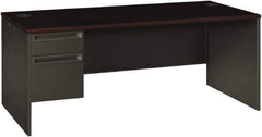 Hon - Steel-Reinforced High-Pressure Laminate Left Pedestal Desk - 72" Wide x 36" Deep x 29-1/2" High, Mahogany/Charcoal - A1 Tooling