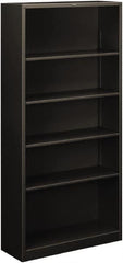 Hon - 5 Shelf, 71" High x 34-1/2" Wide Bookcase - 12-5/8" Deep, Steel, Charcoal - A1 Tooling