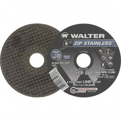 WALTER Surface Technologies - 4-1/2" Aluminum Oxide Cutoff Wheel - 0.045" Thick, 7/8" Arbor, 13,300 Max RPM, Use with Angle Grinders - A1 Tooling