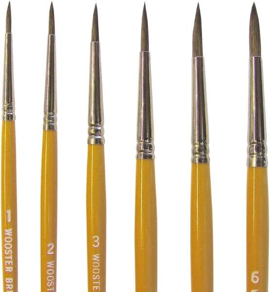 Wooster Brush - #6 Camel Hair Artist's Paint Brush - 3/16" Wide, 0.703" Bristle Length, 5-35/64" Plastic Handle - A1 Tooling