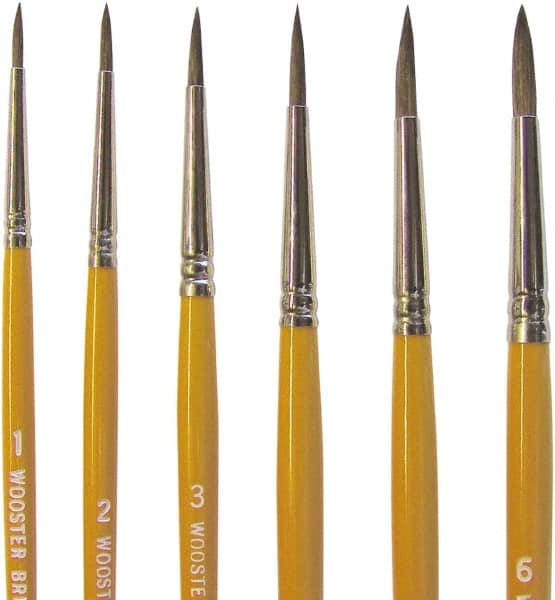 Wooster Brush - #3 Camel Hair Artist's Paint Brush - 3/16" Wide, 1/2" Bristle Length, 5-21/32" Plastic Handle - A1 Tooling