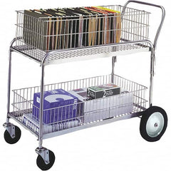 Wesco Industrial Products - 250 Lb Capacity, 36" Wide x 11" Long x 17-1/4" High Mail Cart - 2 Shelf, Steel, Hard Rubber Casters - A1 Tooling