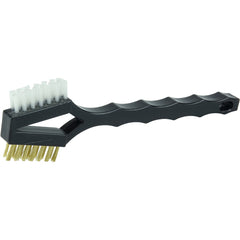 Double Sided V-Shape Scratch Brush, .006 Brass and .016 White Nylon Fill, Plastic Block, 3 × 7 Rows - A1 Tooling