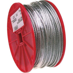 Campbell - 500' Long, 1/8" x 1/8" Diam, Wire - 340 Lb Breaking Strength, 7 x 7, Uncoated Coating - A1 Tooling