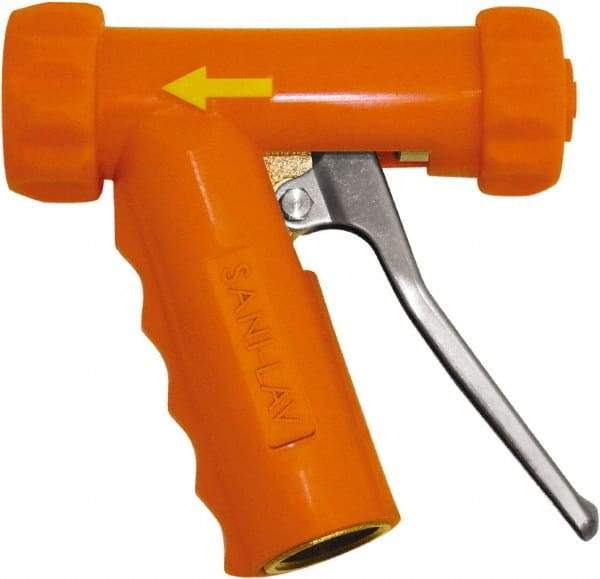 SANI-LAV - 3/4" Pipe, Insulated, Grade C-36000 Brass Adjustable Spray Pattern Nozzle - Safety Orange, 3/4 GHT Connection, 7 Gal per min at 100 psi, 3/4 GHT, 3/4" Orifice Diam, For Use With Water - A1 Tooling