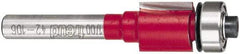 Freud - 1/2" Cut Diam, 1/2" Length of Cut, 8 Flute Flush Trim Edge Profile Router Bit - Carbide-Tipped, 1/4" Shank Diam, 2-1/8" OAL, Proprietary Coating - A1 Tooling