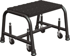 Ballymore - 12" 1 Step Ladder - Rolling Safety Ladder, 450 Lb Capacity, 12" Platform Height, 26" Base Width x 16" Base Depth, Perforated Tread - A1 Tooling