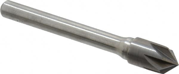 Keo - 3/8" Head Diam, 1/4" Shank Diam, 6 Flute 90° Solid Carbide Countersink - Bright Finish, 2-5/8" OAL, Single End - A1 Tooling