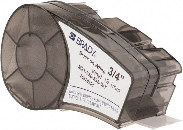 Brady - 252" Long, Black on White Vinyl Label Tape - For BMP21 Plus Portable Label Printer, LABPAL Handheld Label Maker, IDPAL Handheld Label Maker - A1 Tooling