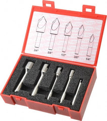 Keo - 5 Piece, 1/4 to 3/4" Head Diam, 90° Included Angle, Single End Countersink Set - A1 Tooling