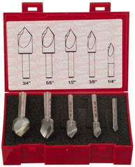 Keo - 5 Piece, 1/4 to 3/4" Head Diam, 90° Included Angle, Single End Countersink Set - A1 Tooling