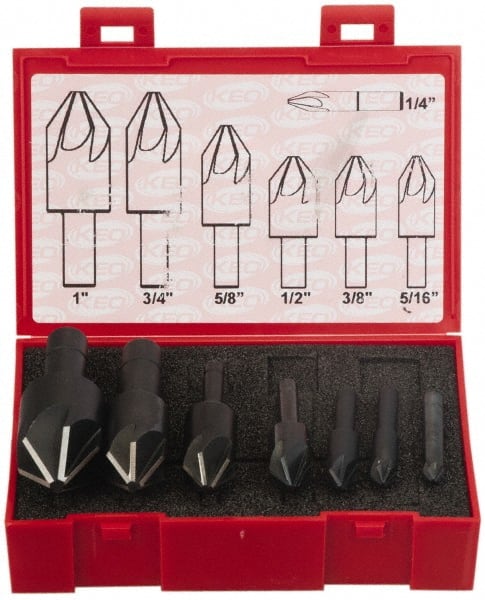 Keo - 7 Piece, 1/4 to 1" Head Diam, 120° Included Angle, Single End Countersink Set - A1 Tooling