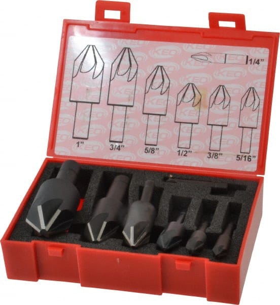 Keo - 7 Piece, 1/4 to 1" Head Diam, 82° Included Angle, Single End Countersink Set - A1 Tooling