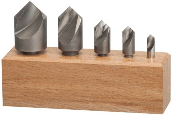 Keo - 5 Piece, 1/4 to 1" Head Diam, 100° Included Angle, Single End Countersink Set - A1 Tooling