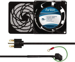 Made in USA - 230 Volts, AC, 32 CFM, Square Tube Axial Fan Kit - 0.06/0.05 Amp Rating, 3.15" High x 3" Wide x 38.5mm Deep, Includes Fan, Fan Guard, Fan Cord - A1 Tooling