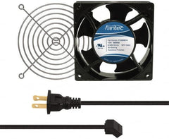 Made in USA - 115 Volts, AC, 80 CFM, Square Tube Axial Fan Kit - 0.18 Amp Rating, 120mm High x 120mm Wide x 38.5mm Deep, Includes Fan, Fan Guard, Fan Cord - A1 Tooling