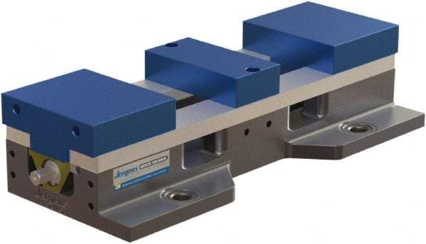 Jergens - 6" Jaw Width, 17-1/2" Max Jaw Opening, Manual Self Centering Vise - 10,100 Max Operating psi, 3-3/4" Stroke Length, 21" OAL x 8" OAW x 4" OAH - A1 Tooling