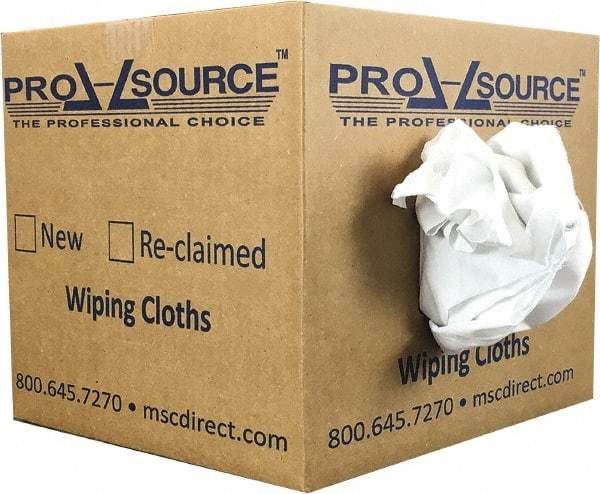 PRO-SOURCE - Cotton Reclaimed Rags - White, Sheeting, Lint Free, 10 Lbs. at 3 to 5 per Pound, Box - A1 Tooling