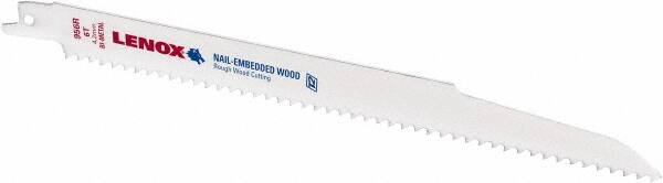 Lenox - 9" Long x 3/4" Thick, Bi-Metal Reciprocating Saw Blade - Straight Profile, 6 TPI, Toothed Edge - A1 Tooling