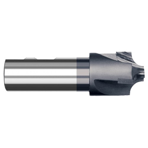 0.3120″ (5/16″) Radius × 0.4060″ (13/32″) Pilot Diameter Carbide Tipped 5° Flare Corner Rounding End Mill, 3 Flutes, AlTiN Coated - Exact Industrial Supply