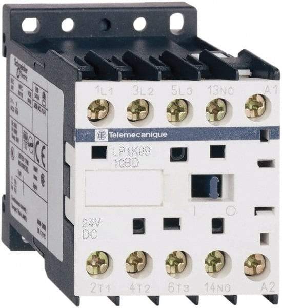 Schneider Electric - 3 Pole, 24 Coil VDC, 16 Amp at 690 VAC, 20 Amp at 440 VAC and 9 Amp at 440 VAC, Nonreversible IEC Contactor - BS 5424, CSA, IEC 60947, NF C 63-110, RoHS Compliant, UL Listed, VDE 0660 - A1 Tooling