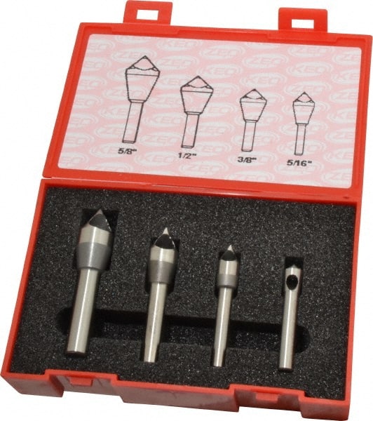 Keo - 4 Piece, 5/16 to 5/8" Head Diam, 60° Included Angle, Single End Countersink Set - A1 Tooling