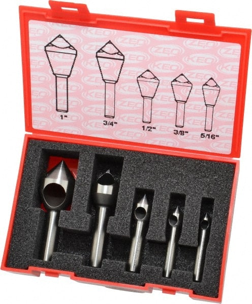 Keo - 5 Piece, 5/16 to 1" Head Diam, 82° Included Angle, Single End Countersink Set - A1 Tooling