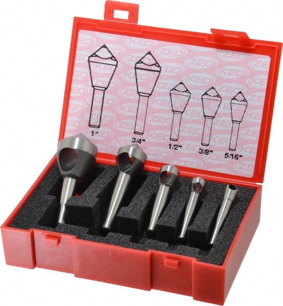 Keo - 5 Piece, 5/16 to 1" Head Diam, 100° Included Angle, Single End Countersink Set - A1 Tooling