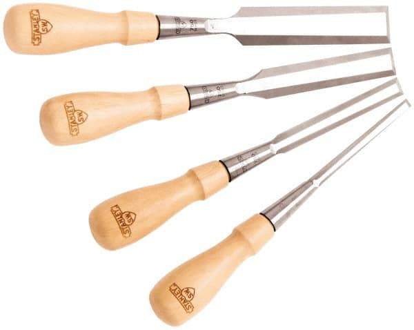 Stanley - 4 Piece Wood Chisel Set - 13-1/4" OAL, Hornbeam Wood, Sizes Included 1/4 to 1" - A1 Tooling