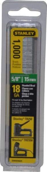 Stanley - 18 Gauge 0.04" Shank Diam 5/8" Long Brad Nails for Power Nailers - Steel, Galvanized Finish, Straight Stick Collation, Brad Head, Chisel Point - A1 Tooling