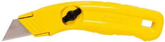 Stanley - Fixed Utility Knife - 2-1/2" Carbon Steel Blade, Yellow Cast Aluminum Handle, 3 Blades Included - A1 Tooling