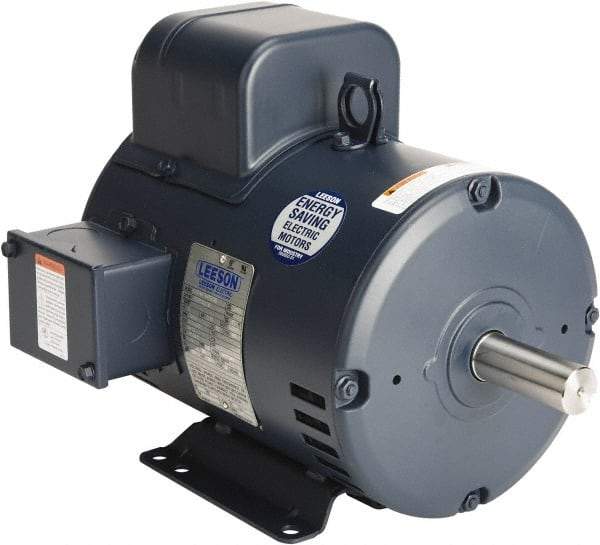 Leeson - 7-1/2 Max hp, 3,600 Max RPM, Capacitor Start Electric AC DC Motor - 230 V Input, Single Phase, 184T Frame, 1-1/8" Shaft Diam, Rigid Base Mount, Drip-proof Enclosure - A1 Tooling