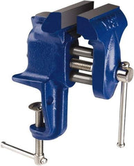 Yost Vises - 2-1/2" Jaw Width, 2-1/4" Opening Capacity, 1-1/4" Throat Depth, Cast Iron Stationary Bench Vise - Clamp-On Base Attachment - A1 Tooling