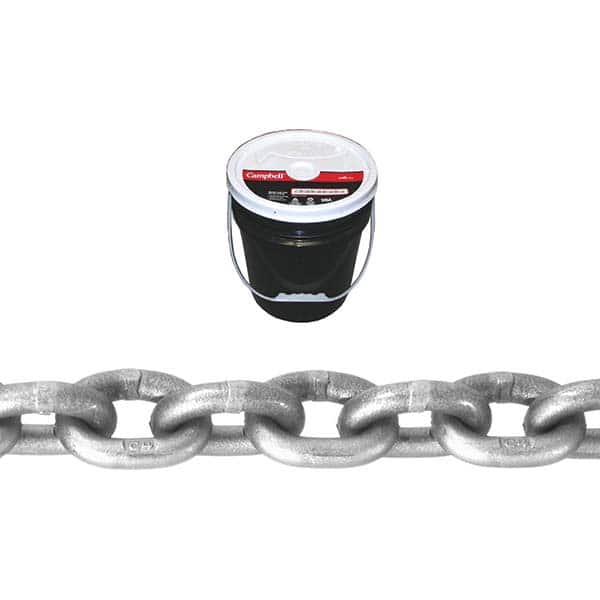 Campbell - Welded Chain; Chain Grade: 43 ; Trade Size: 5/16 ; Load Capacity (Lb.): 3900.000 ; Finish/Coating: Zinc Plated ; Type: Welded ; Length (Feet): 100 - Exact Industrial Supply