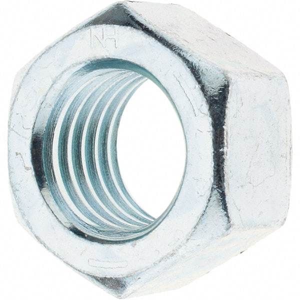 Made in USA - 1-1/8 - 7 UNC Steel Right Hand Hex Nut - 1-11/16" Across Flats, 31/32" High, Zinc Clear Finish - A1 Tooling