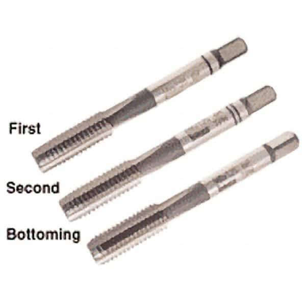 Iscar - M2.5x0.45 Metric Coarse, 3 Flute, Bottoming, Plug & Taper, Uncoated, Uncoated Finish, High Speed Steel Tap Set - Right Hand Cut, 40mm OAL, 0.354" Thread Length, 6H Class of Fit, Series TPH - A1 Tooling