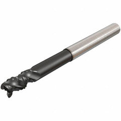 Iscar - 6mm Diam, Coarse Pitch, 9mm LOC, 3 Flute Solid Carbide 0.2mm Corner Radius Roughing End Mill - Uncoated, 57mm OAL, 6mm Shank Diam, Single End, Extended Reach, 45° Helix - A1 Tooling