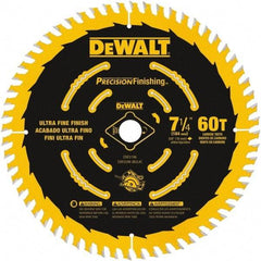 DeWALT - 7-1/4" Diam, 5/8" Arbor Hole Diam, 60 Tooth Wet & Dry Cut Saw Blade - Carbide-Tipped, Diamond Arbor - A1 Tooling