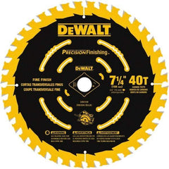 DeWALT - 7-1/4" Diam, 5/8" Arbor Hole Diam, 40 Tooth Wet & Dry Cut Saw Blade - Carbide-Tipped, Diamond Arbor - A1 Tooling