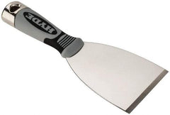 Hyde Tools - Stiff Stainless Steel Putty Scraper - 3" Blade Width x 4" Blade Length, 4-1/4" Long Cushioned Grip Handle - A1 Tooling