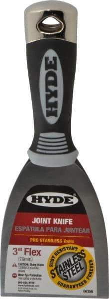 Hyde Tools - Flexible Stainless Steel Scraper - 3" Blade Width x 4" Blade Length, 4-1/4" Long Cushioned Grip Handle - A1 Tooling