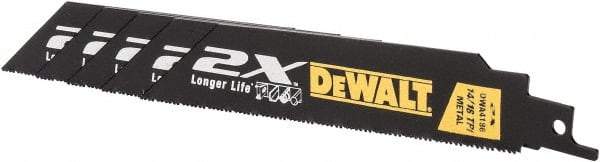 DeWALT - 6" Long x 1" Thick, Bi-Metal Reciprocating Saw Blade - Straight Profile, 14 to 18 TPI, Toothed Edge - A1 Tooling