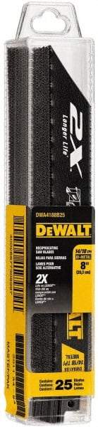 DeWALT - 8" Long x 1" Thick, Bi-Metal Reciprocating Saw Blade - Straight Profile, 14 to 18 TPI, Toothed Edge - A1 Tooling