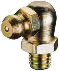 PRO-LUBE - 90° Head Angle, 1/4-18 NPT Steel Standard Grease Fitting - 9/16" Hex, 24mm Overall Height, 9.27mm Shank Length, Zinc Plated Finish - A1 Tooling