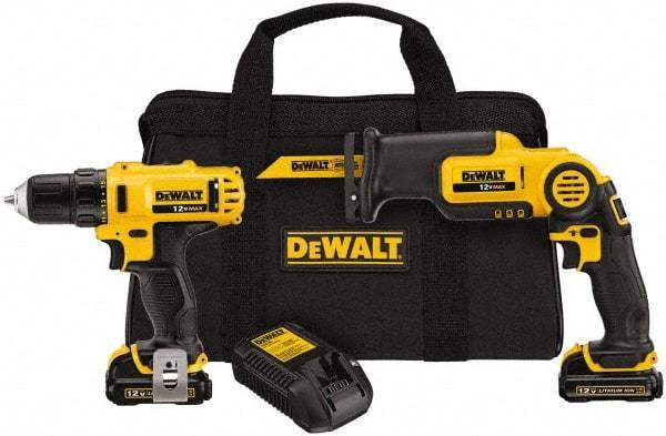 DeWALT - 12 Volt Cordless Tool Combination Kit - Includes 3/8" Drill/Driver & Pivot Reciprocating Saw, Lithium-Ion Battery Included - A1 Tooling