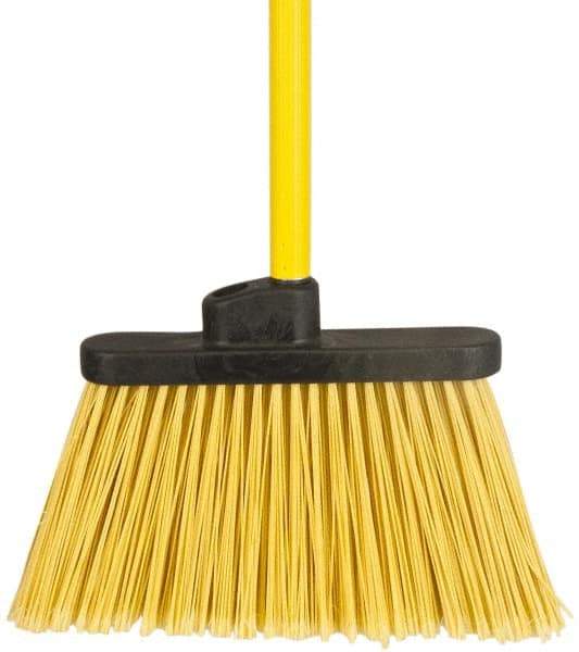 PRO-SOURCE - 12" Wide, Yellow Polypropylene Bristles, 48" Vinyl-Coated Metal Handle, Angled Broom - Flagged - A1 Tooling