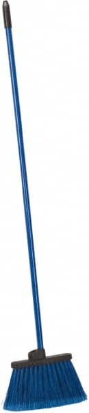 PRO-SOURCE - 12" Wide, Blue Polypropylene Bristles, 46-1/2" Vinyl-Coated Metal Handle, Angled Broom - Flagged - A1 Tooling